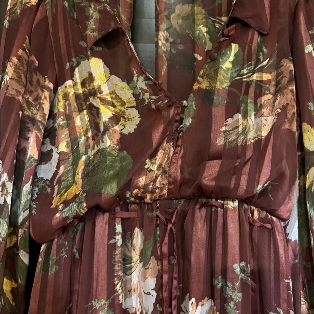 ASOS Design TALL Floral Tiered Brown Dress - Picture 5 of 10